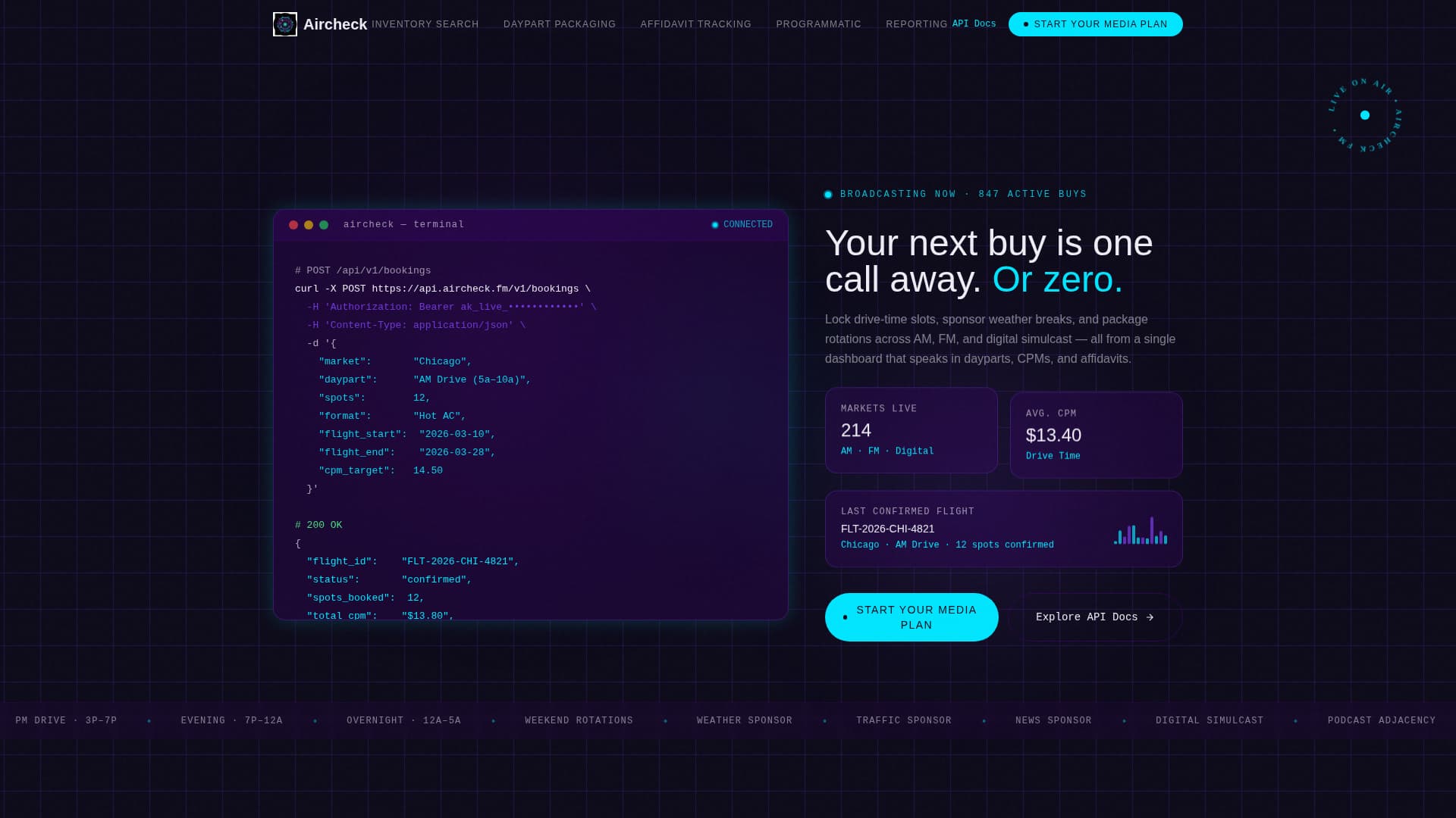 Aircheck - Powerful Radio Booking Landing Page Template