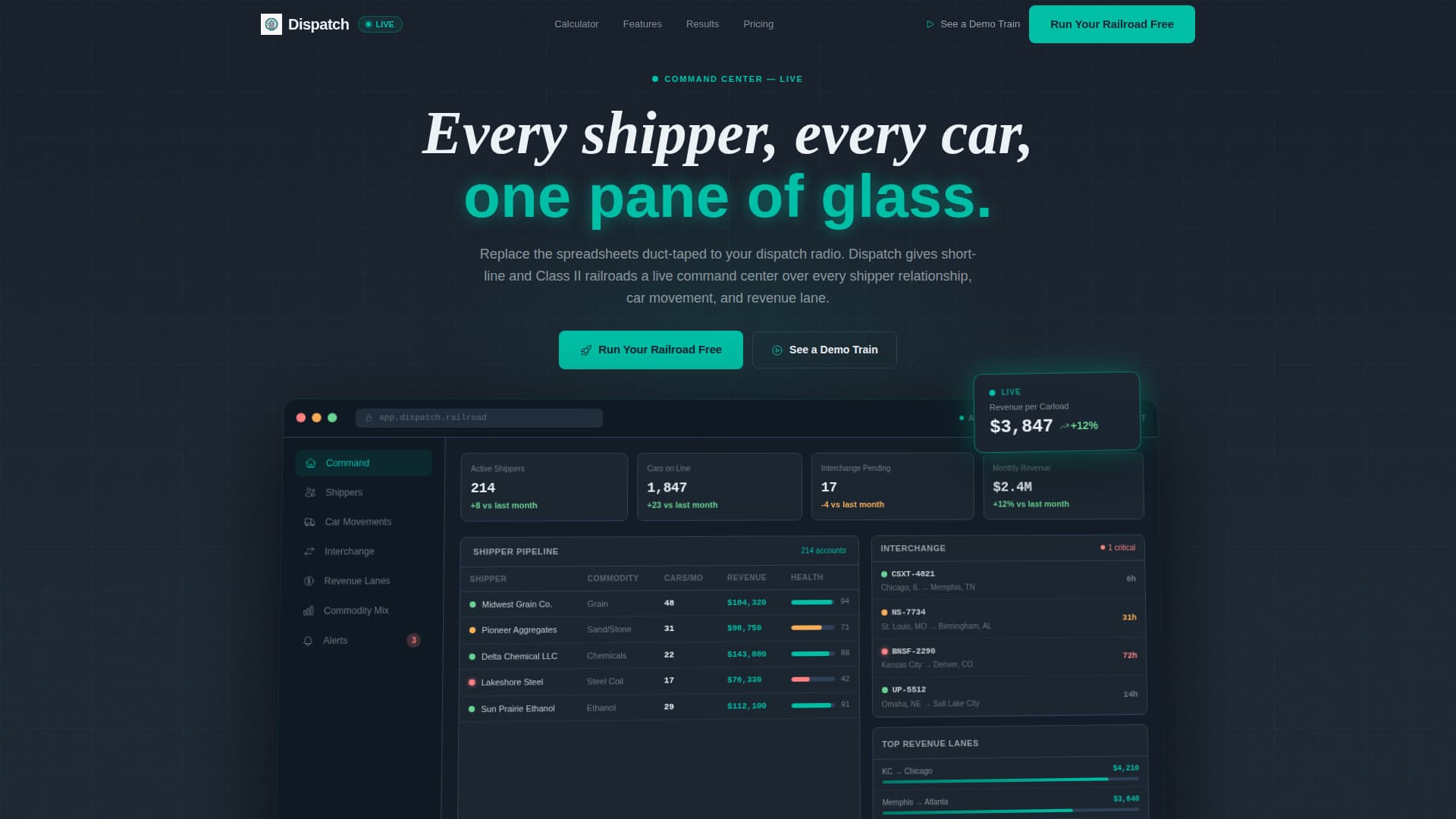Railroad Vertical SaaS Cost Calculator Website Template