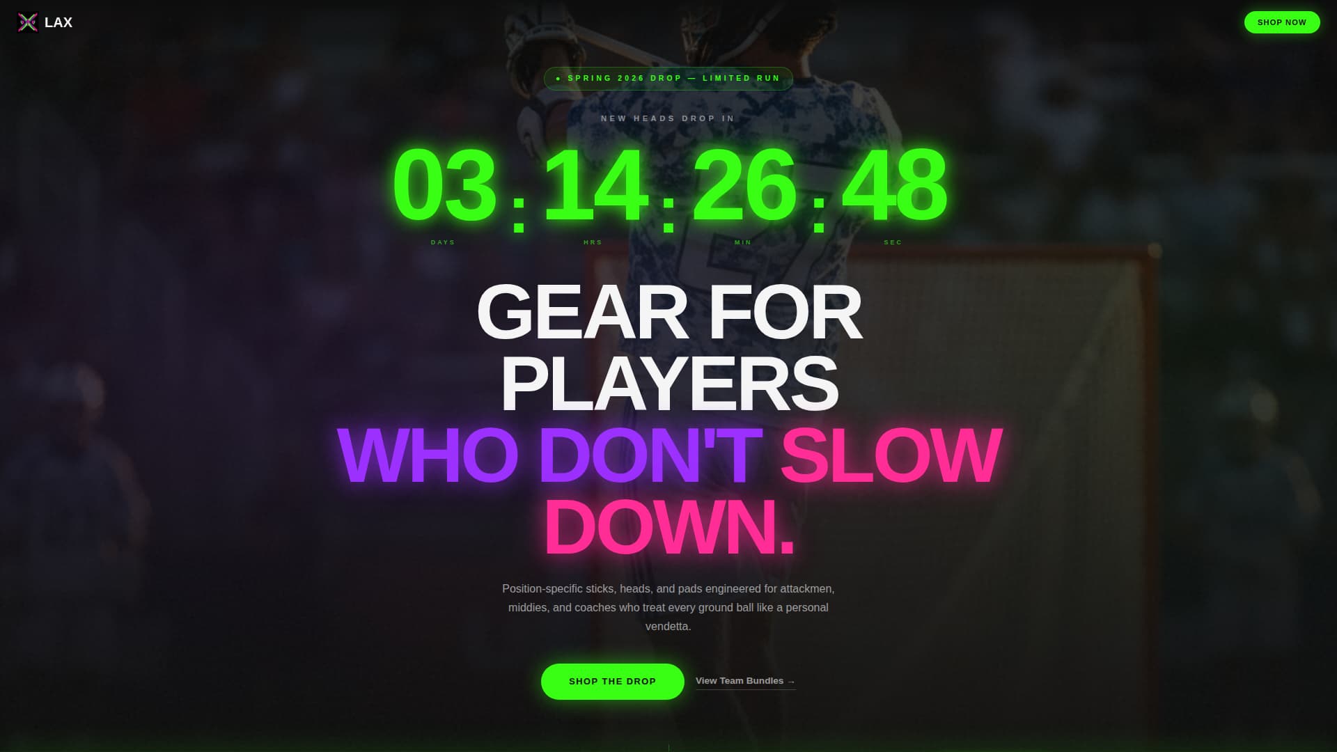 Lax - Electric Lacrosse Landing Page Template
