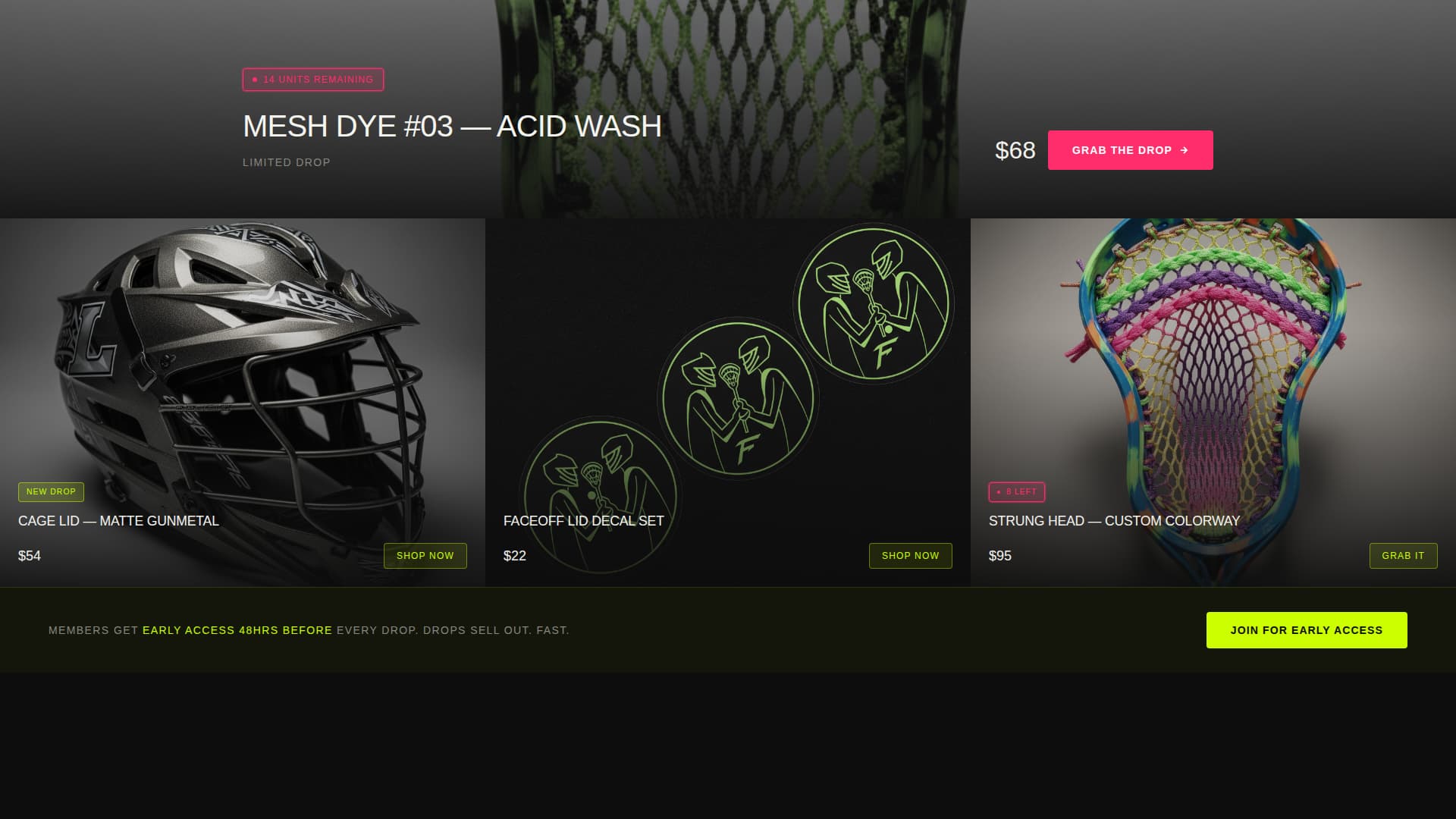 Faceoff - Raw Lacrosse Landing Page Template