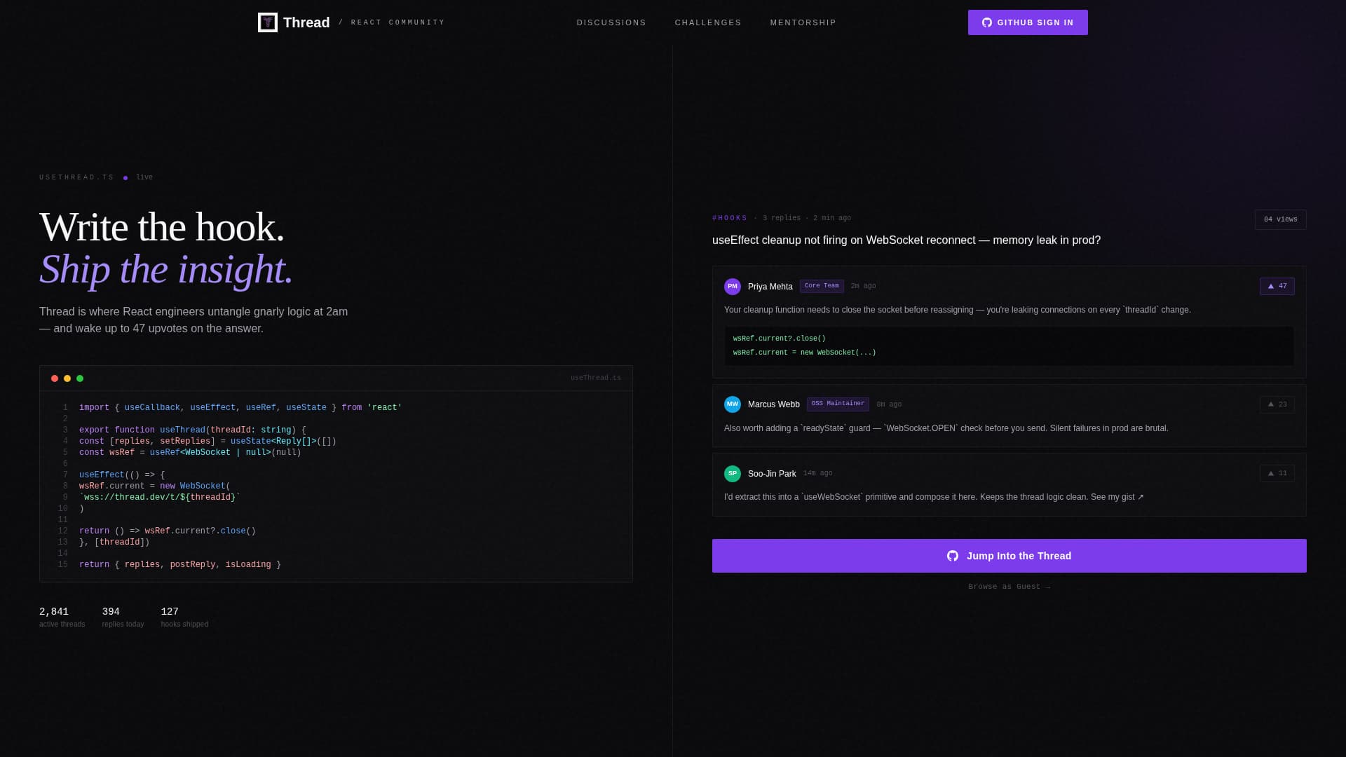 Thread - Vibrant React Landing Page Template