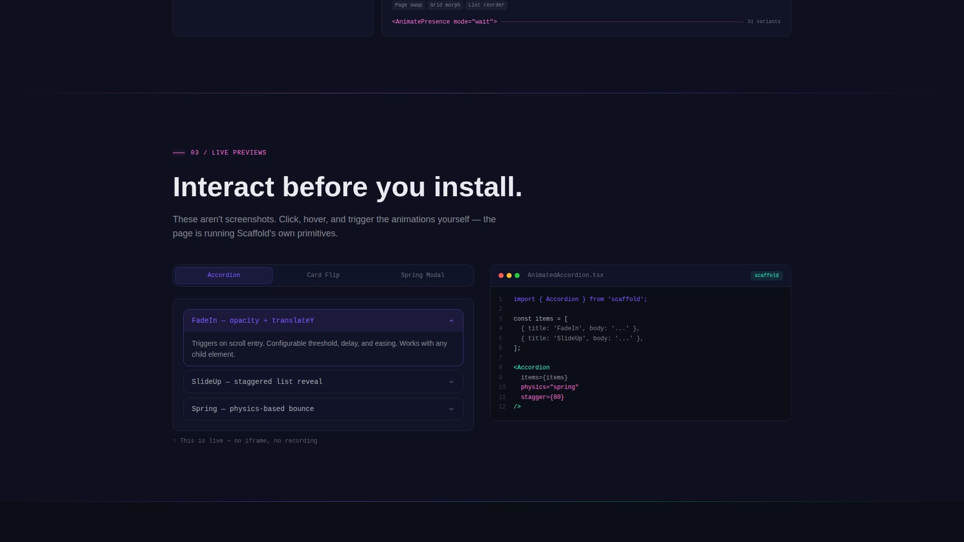 Scaffold - Animated React Landing Page Template