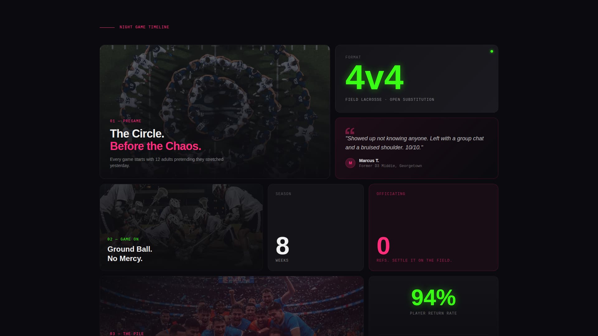 Stick — Powerful Competitive Lacrosse Landing Page Template