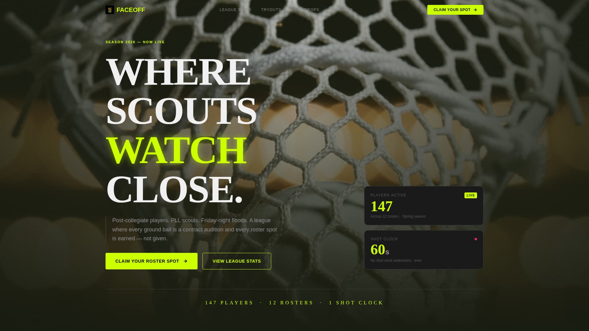 Faceoff - Elite Lacrosse Landing Page Template