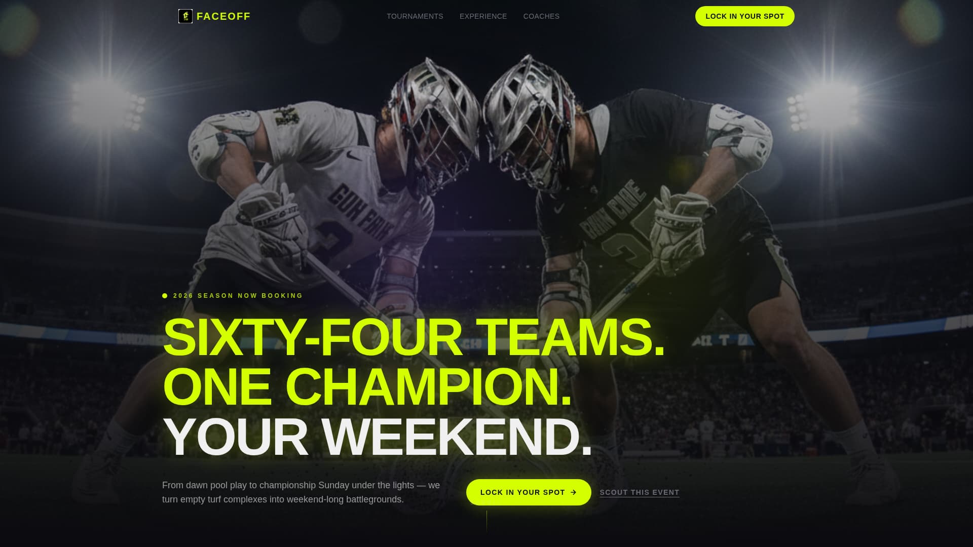 Faceoff - Dynamic Lacrosse Landing Page Template