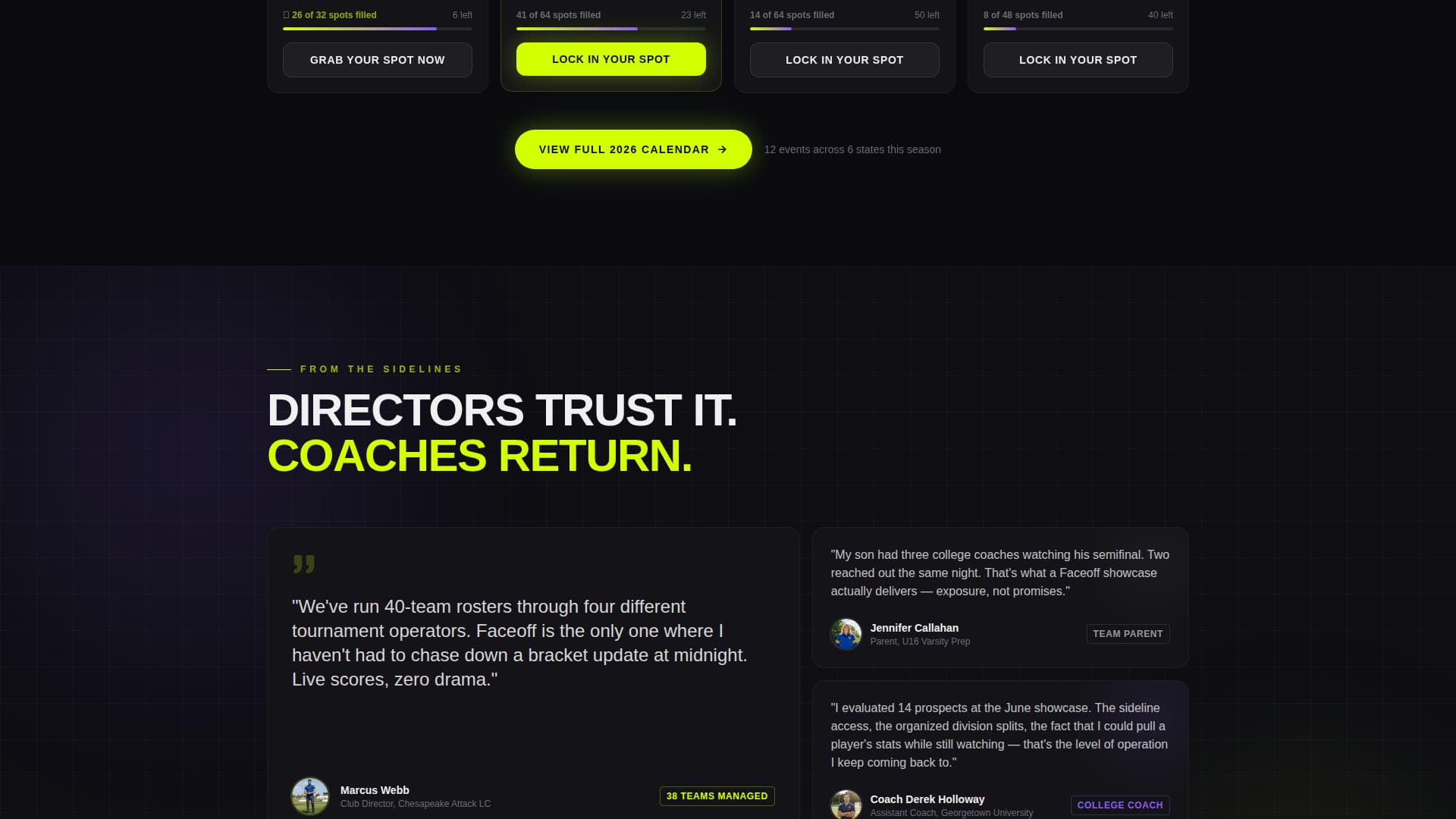 Faceoff - Dynamic Lacrosse Landing Page Template
