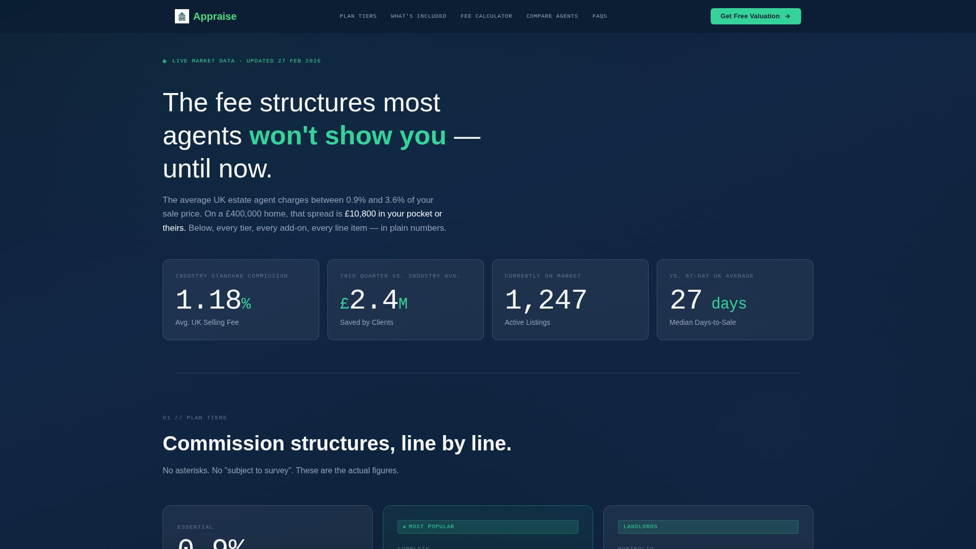 Real Estate Agency Commission & Pricing Transparency Website Template
