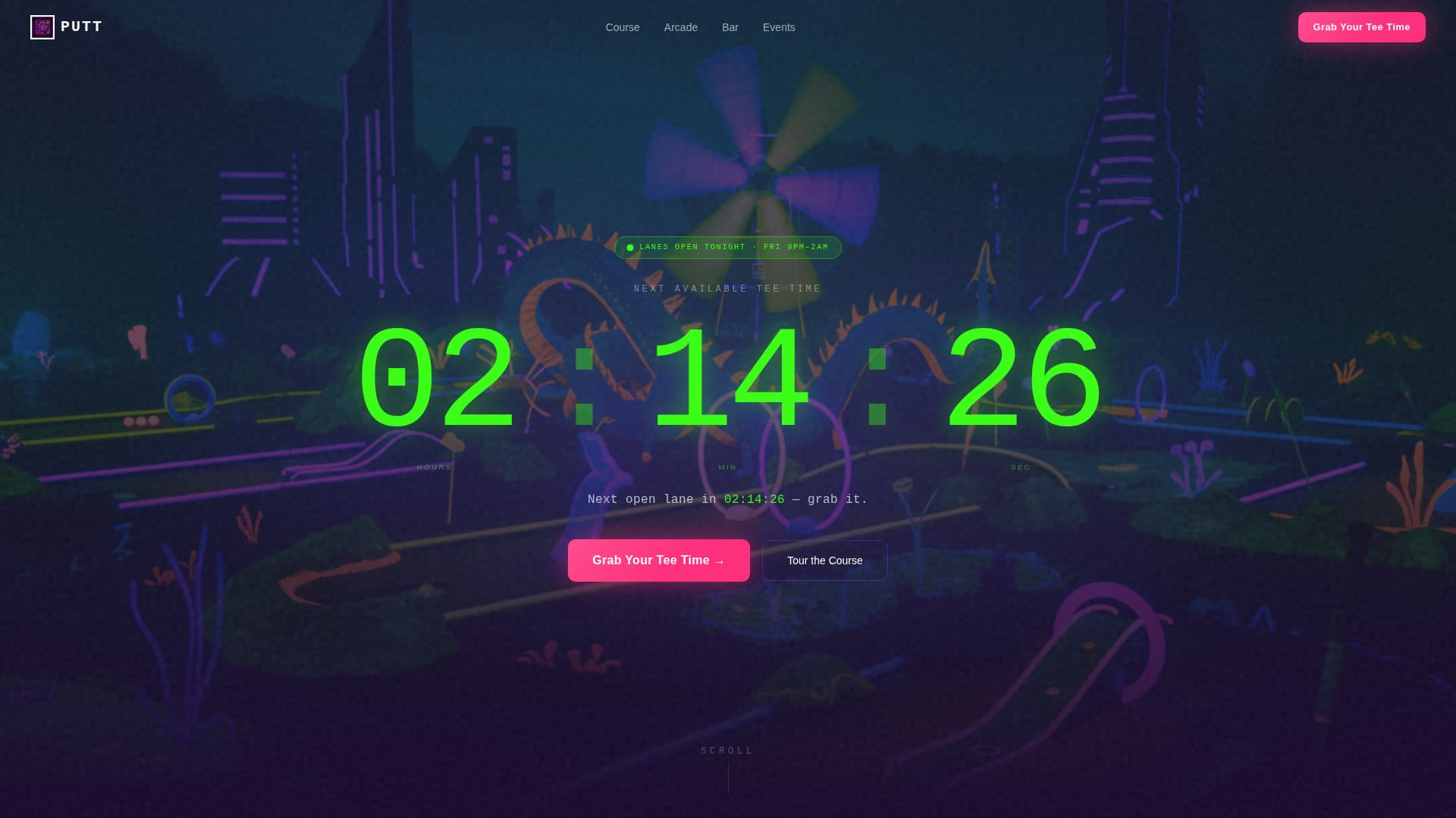 Putt - Electric Golf Landing Page Template