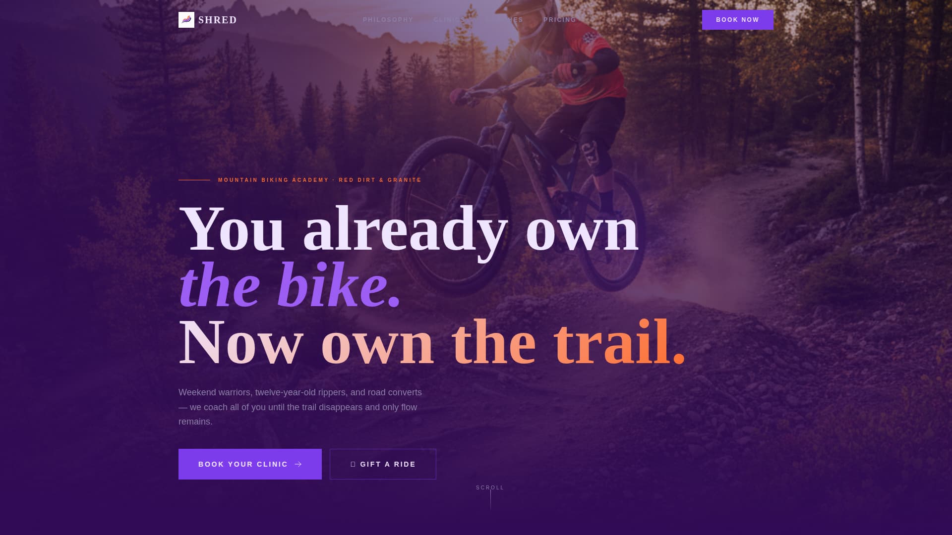 Shred - Electric Mountainbiking Landing Page Template
