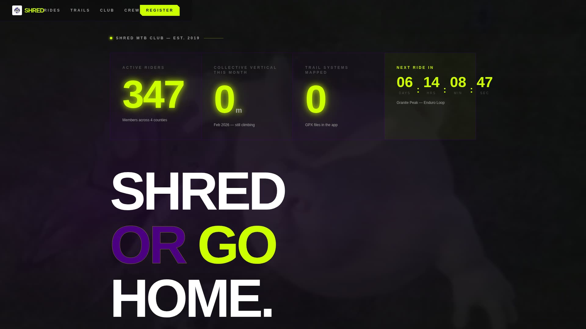 Shred - Electrifying Mountainbiking Landing Page Template