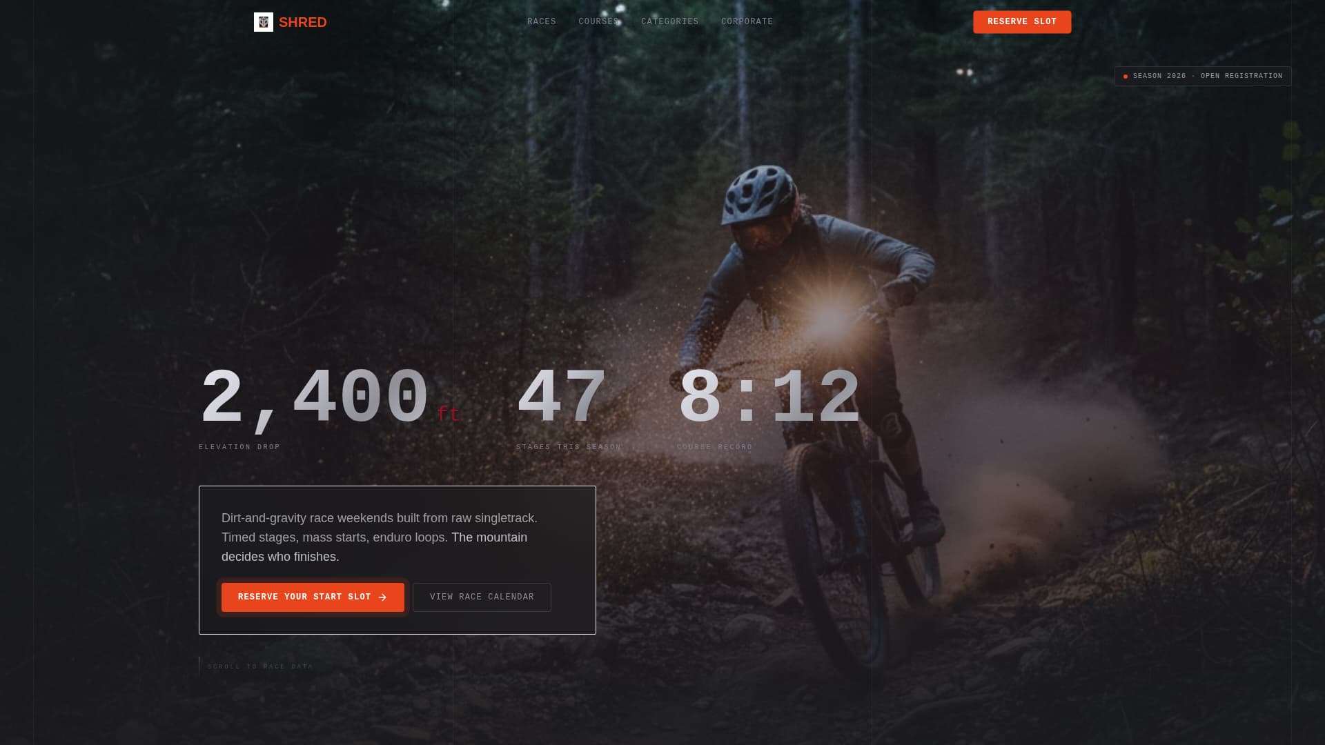 Shred - Highoctane Mountainbiking Landing Page Template