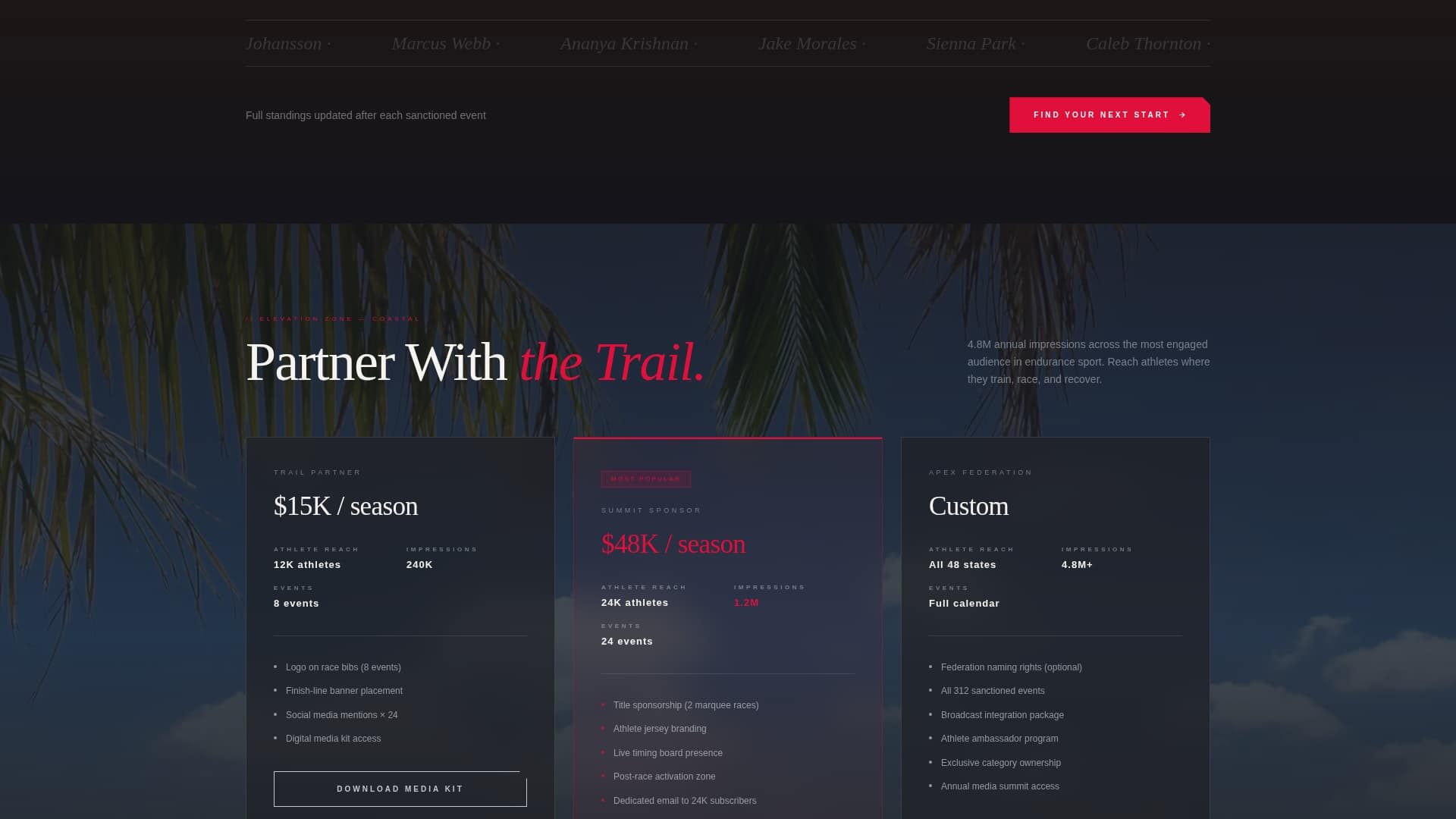 Federation - Immersive Trailracing Landing Page Template