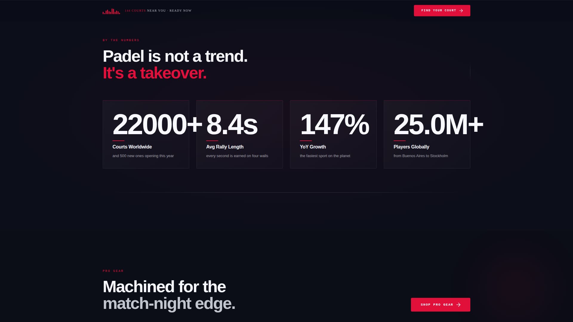 Court - Electric Padel Landing Page Template