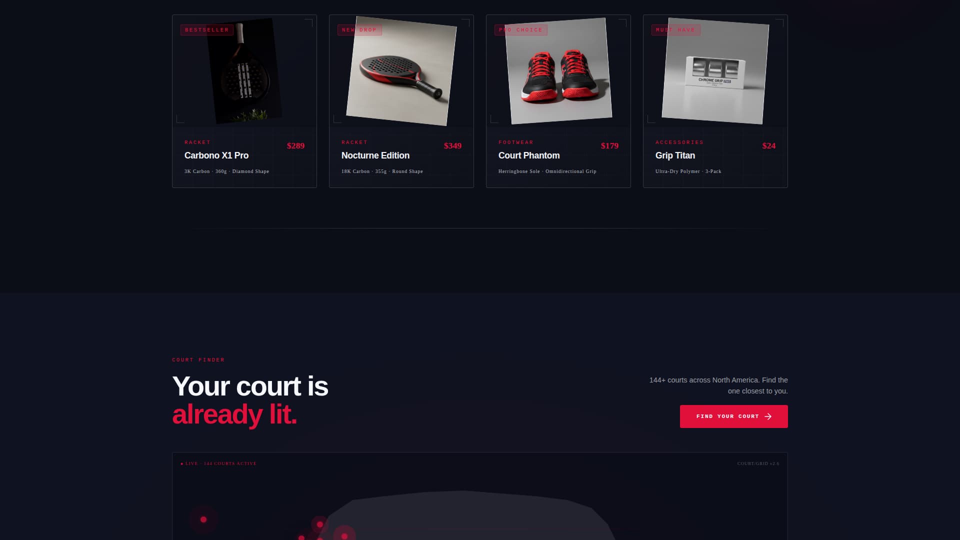 Court - Electric Padel Landing Page Template