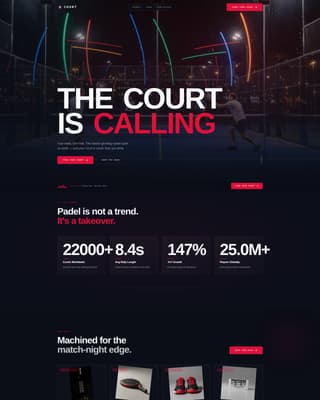 Court - Electric Padel Landing Page Template