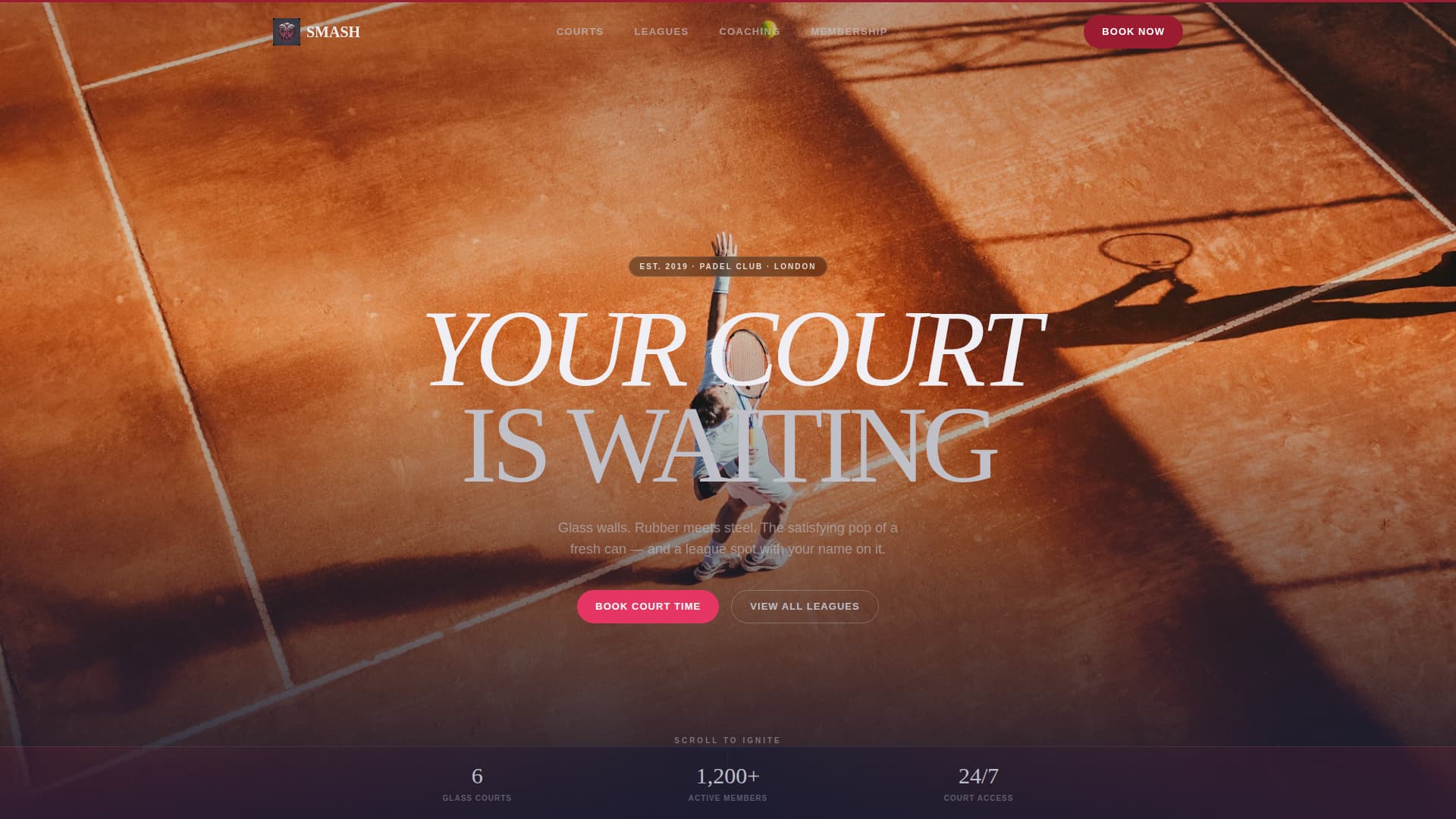 Ace — Pro Padel Court Booking Landing Page Template