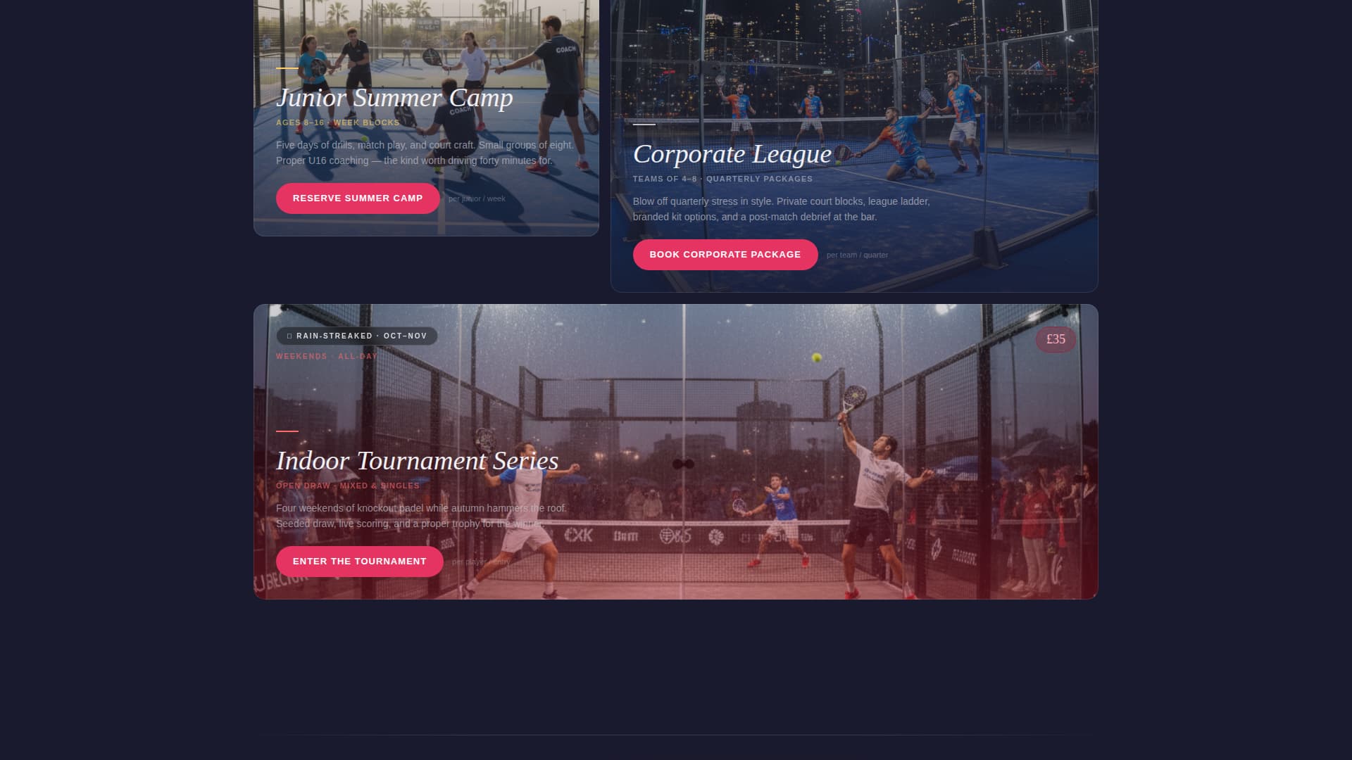 Ace — Pro Padel Court Booking Landing Page Template