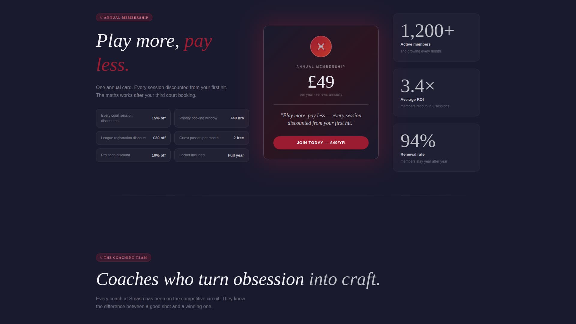 Ace — Pro Padel Court Booking Landing Page Template