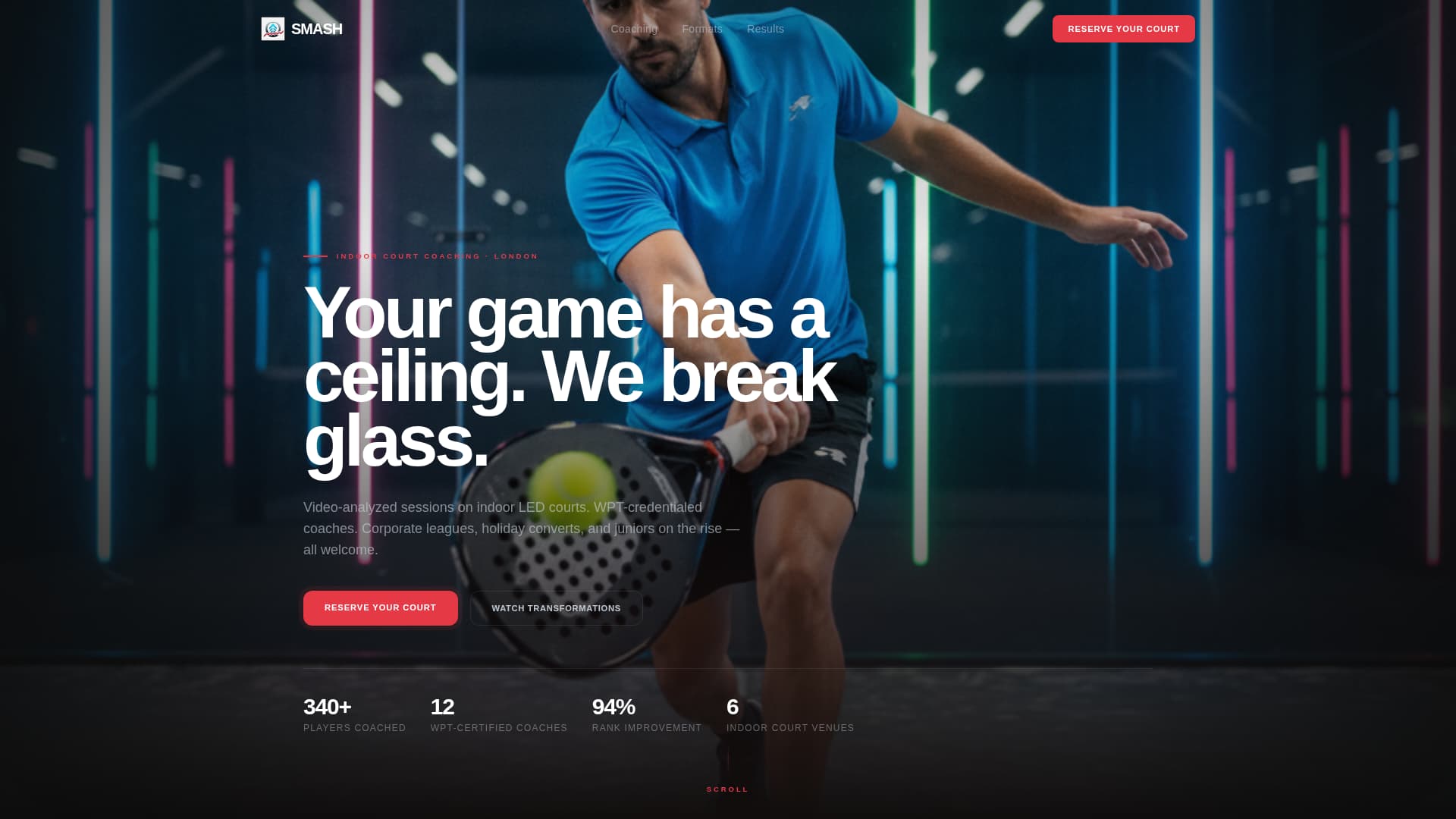 Smash - Elite Padel Landing Page Template