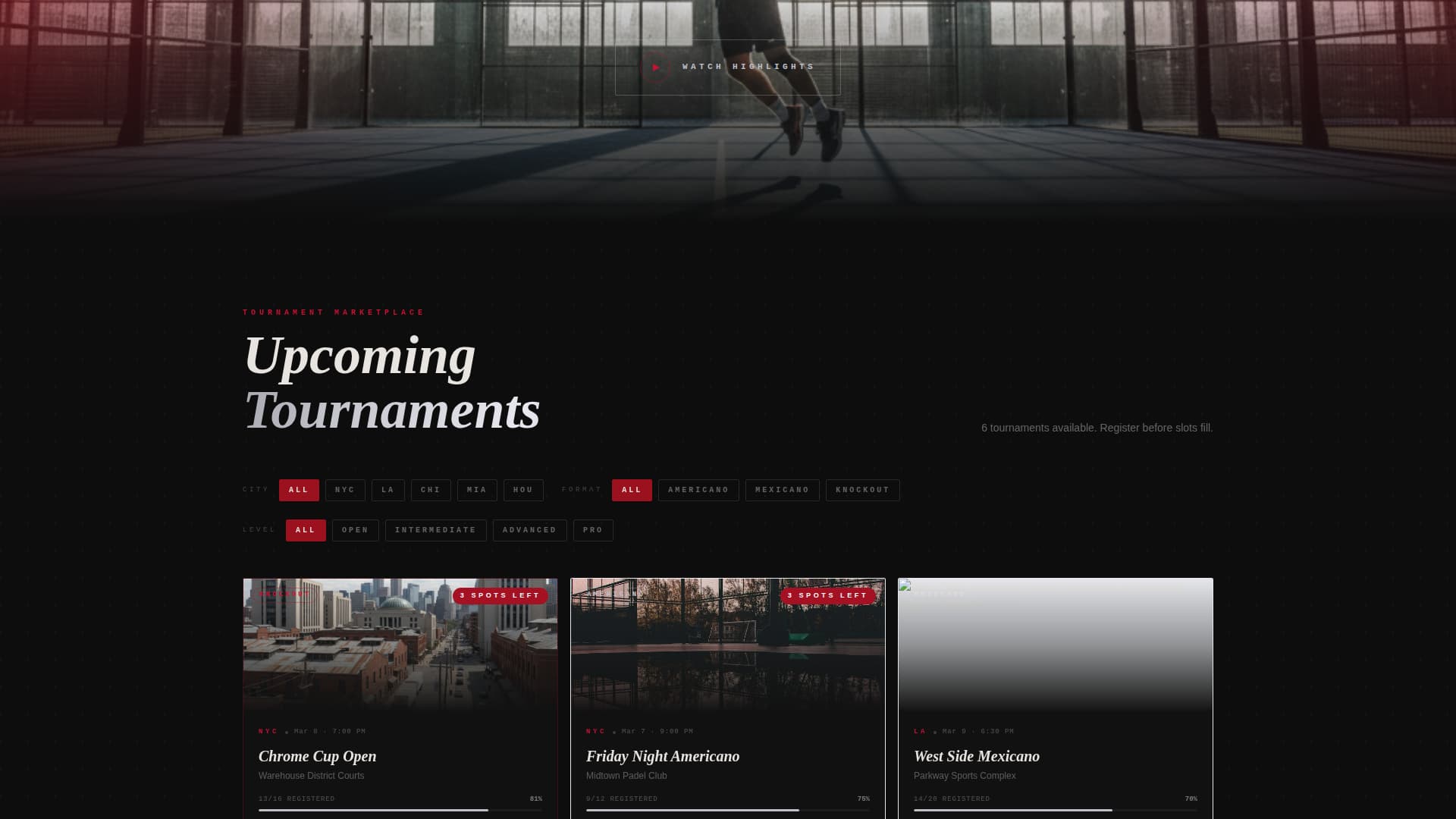 Smash - Highimpact Padel Landing Page Template