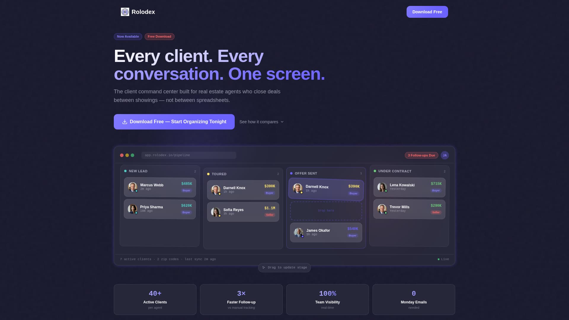 Rolodex - Powerful Clientmanagement Landing Page Template