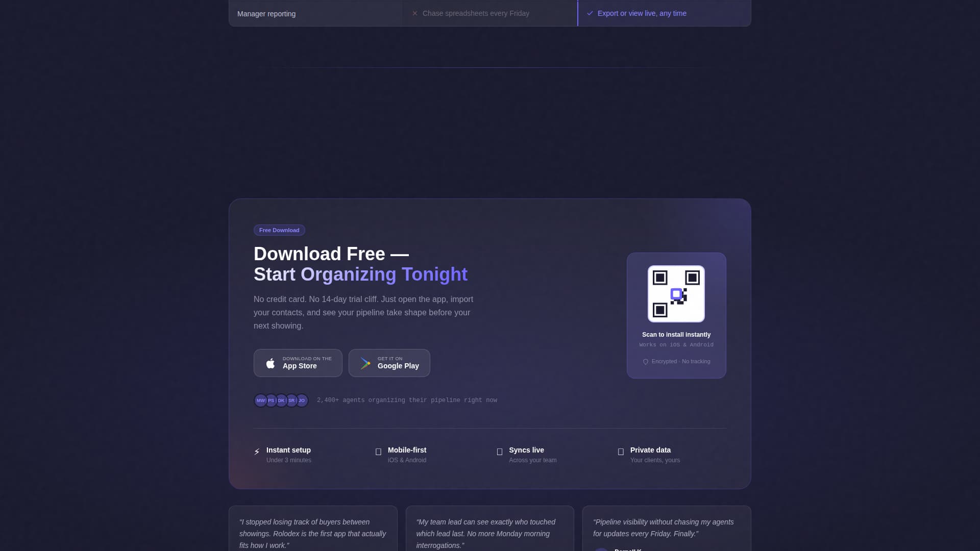 Rolodex - Powerful Clientmanagement Landing Page Template