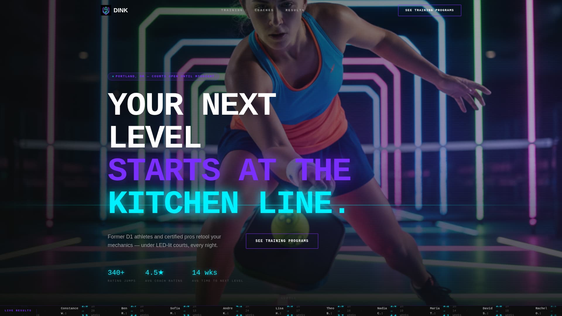 Dink - Elite Pickleball Landing Page Template