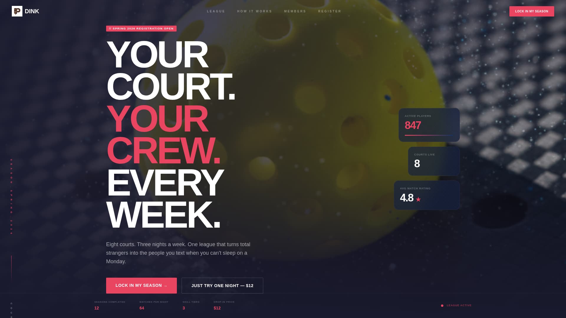 Dink - Electric Pickleball Landing Page Template