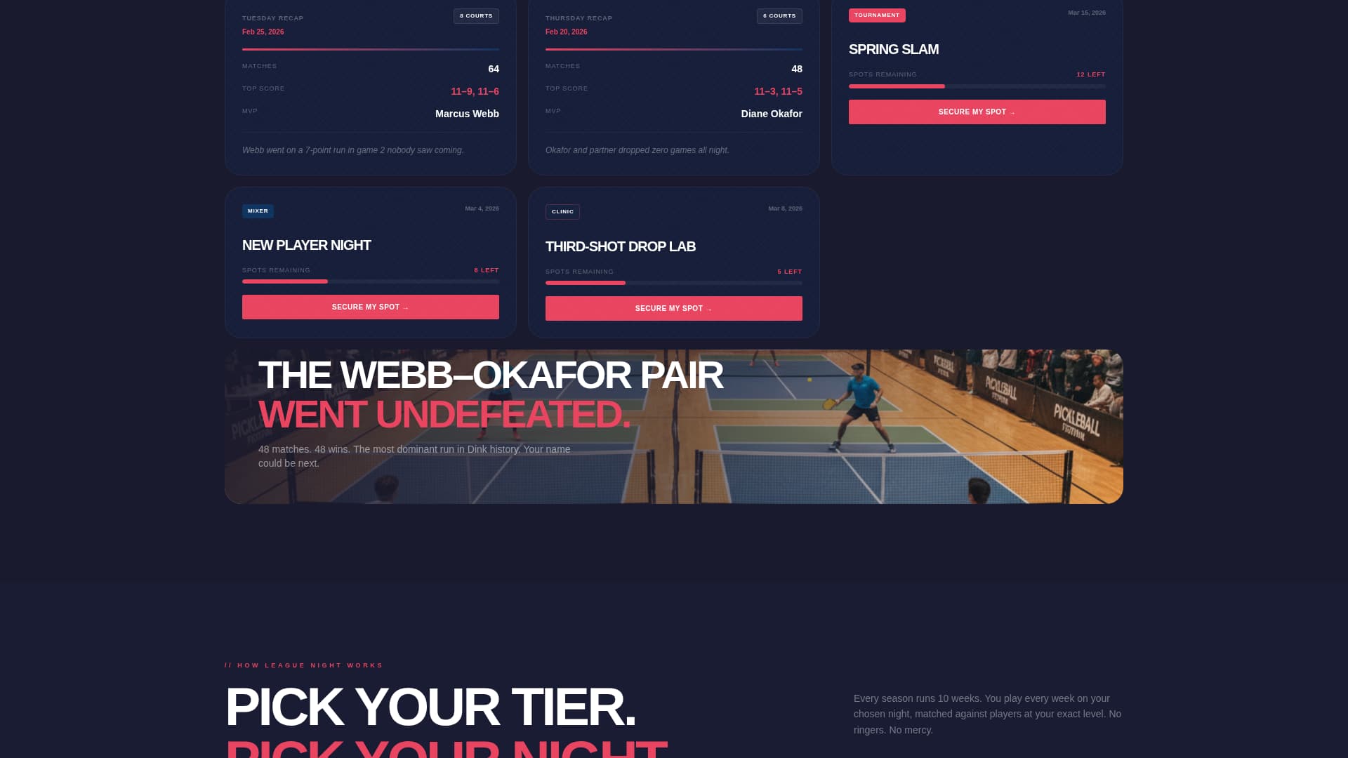 Dink - Electric Pickleball Landing Page Template