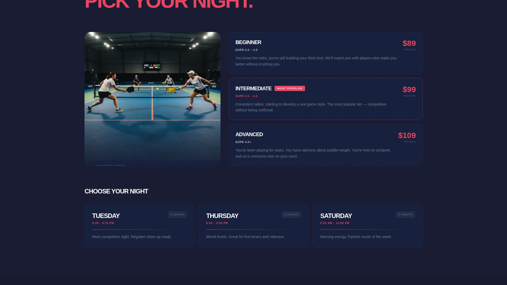 Dink - Electric Pickleball Landing Page Template