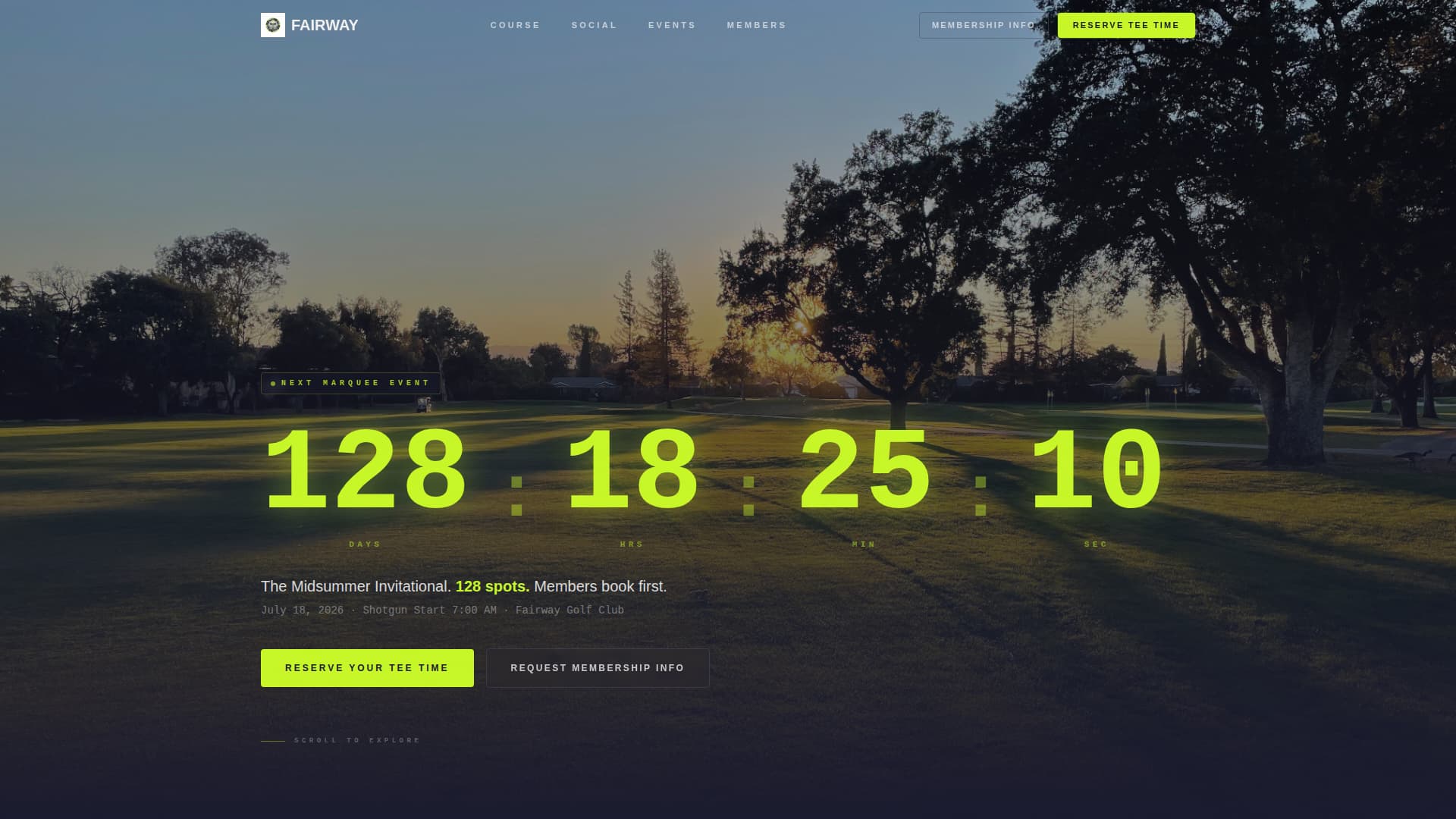 Fairway - Exclusive Golfclub Landing Page Template