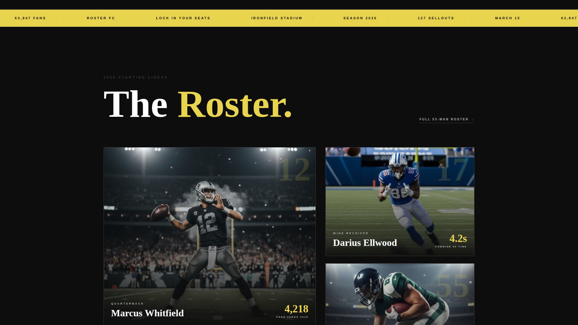 Roster - Powerful Sports Landing Page Template