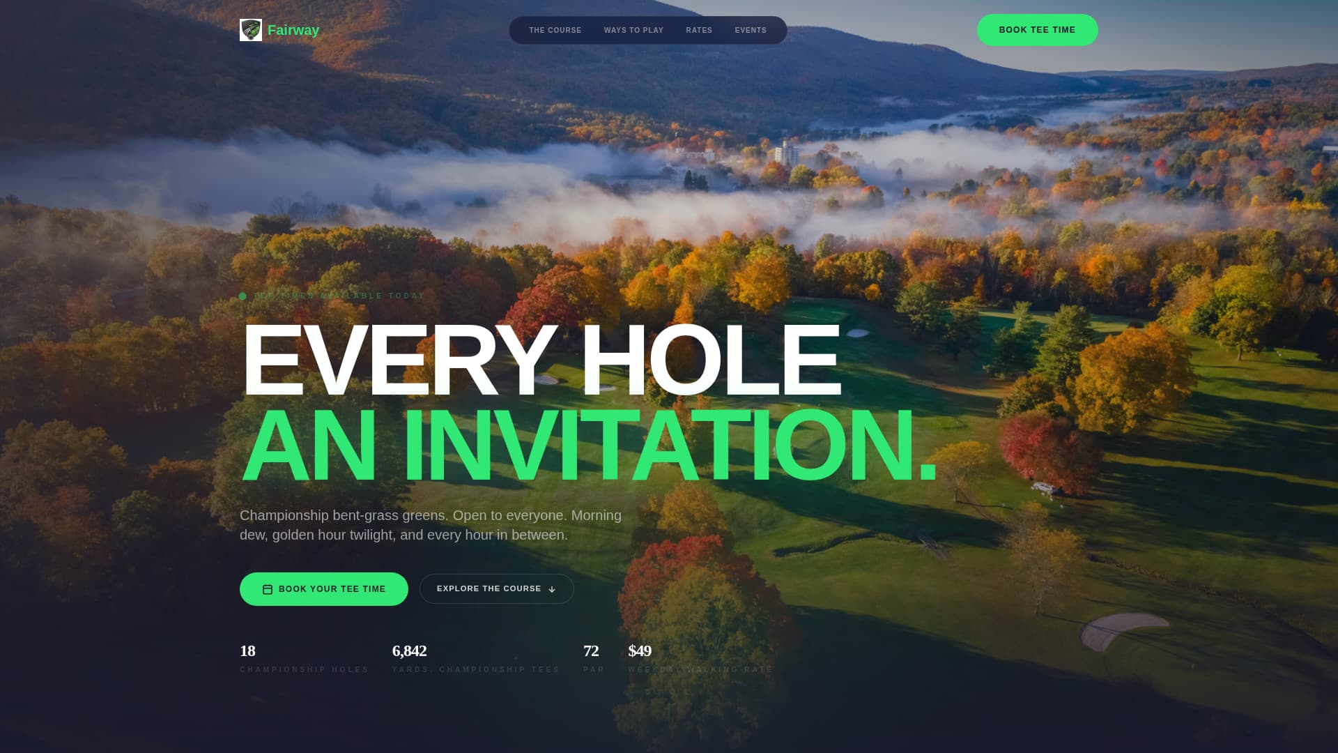 Fairway - Dynamic Golf Landing Page Template