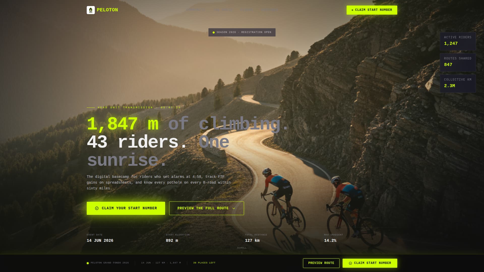 Peloton - Electric Roadcycling Landing Page Template
