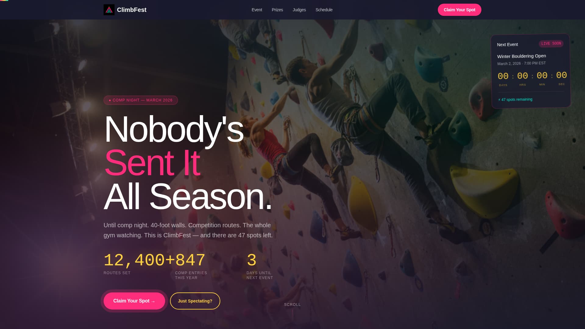Climbfest - Electric Competition Landing Page Template