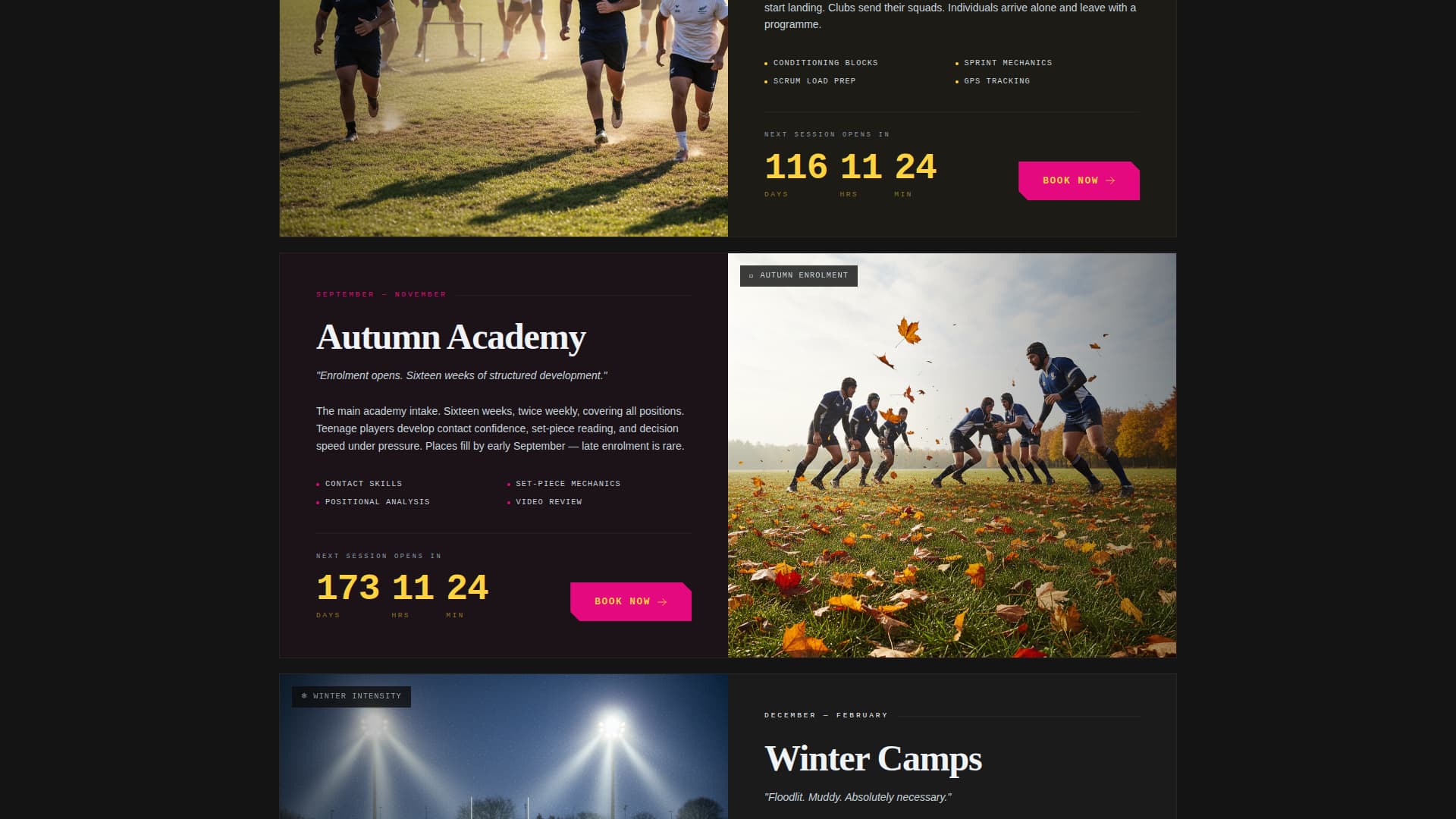 Ruck - Electrifying Rugbyacademy Landing Page Template