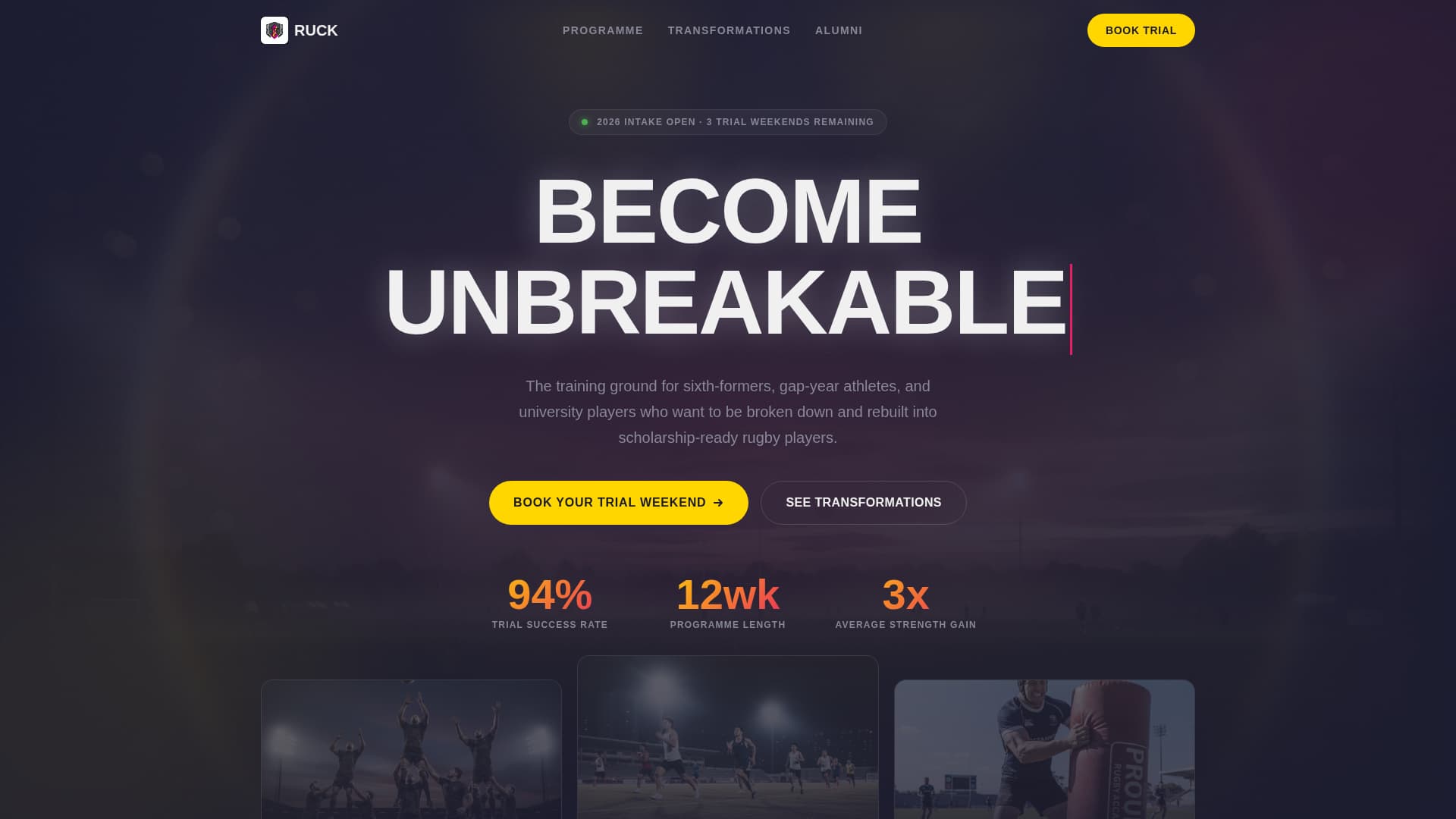 Ruck - Unbreakable Rugby Landing Page Template