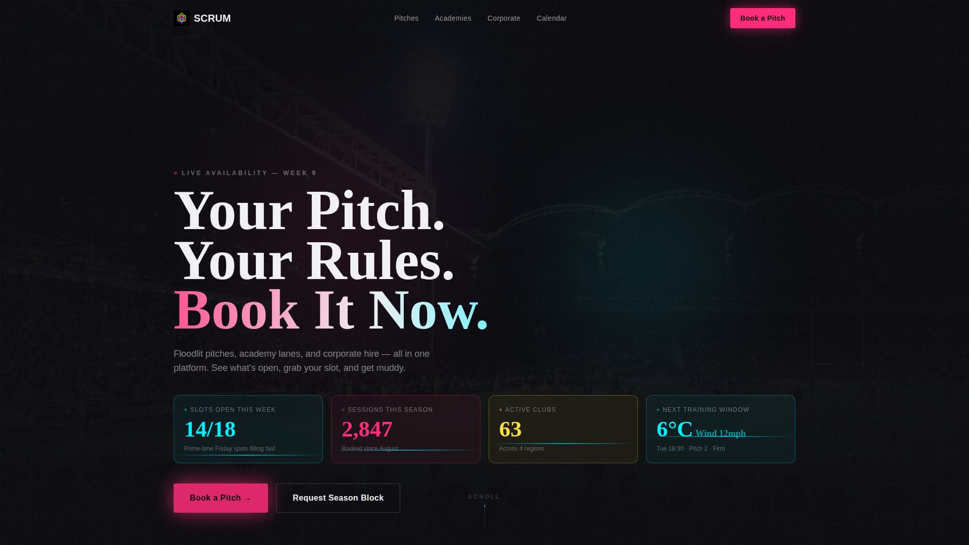 Scrum - Electric Rugby Landing Page Template