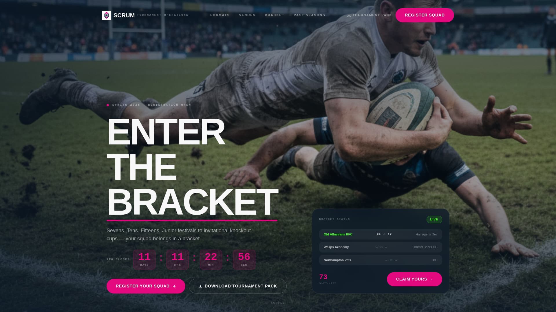 Scrum - Electrifying Rugby Landing Page Template