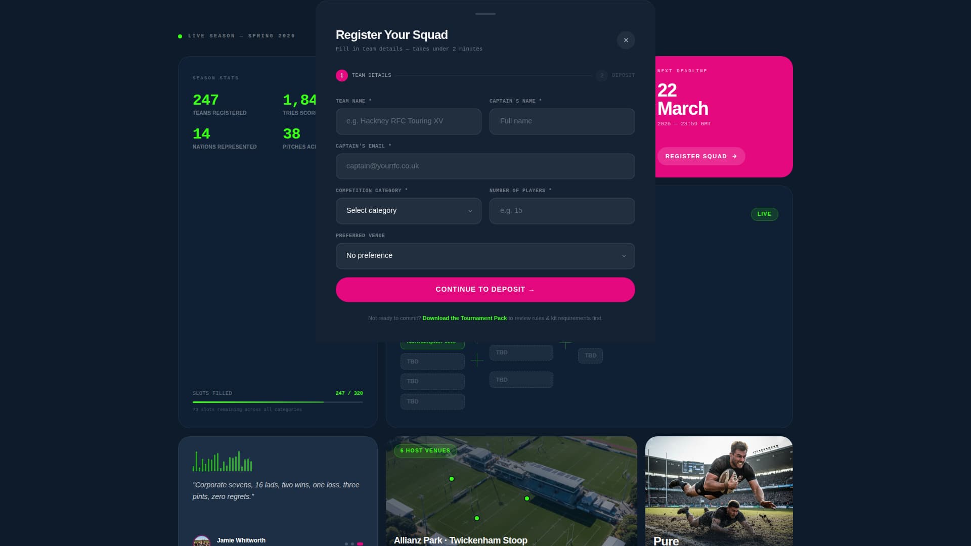 Scrum - Electrifying Rugby Landing Page Template