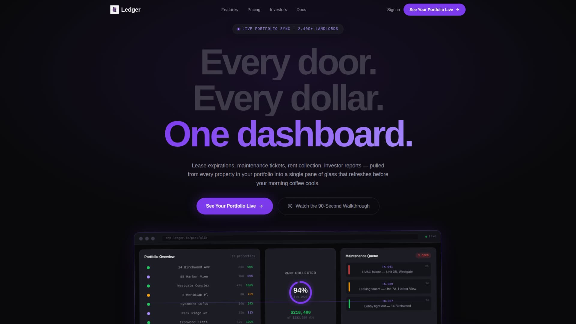 Ledger - Powerful Propertymanagement Landing Page Template
