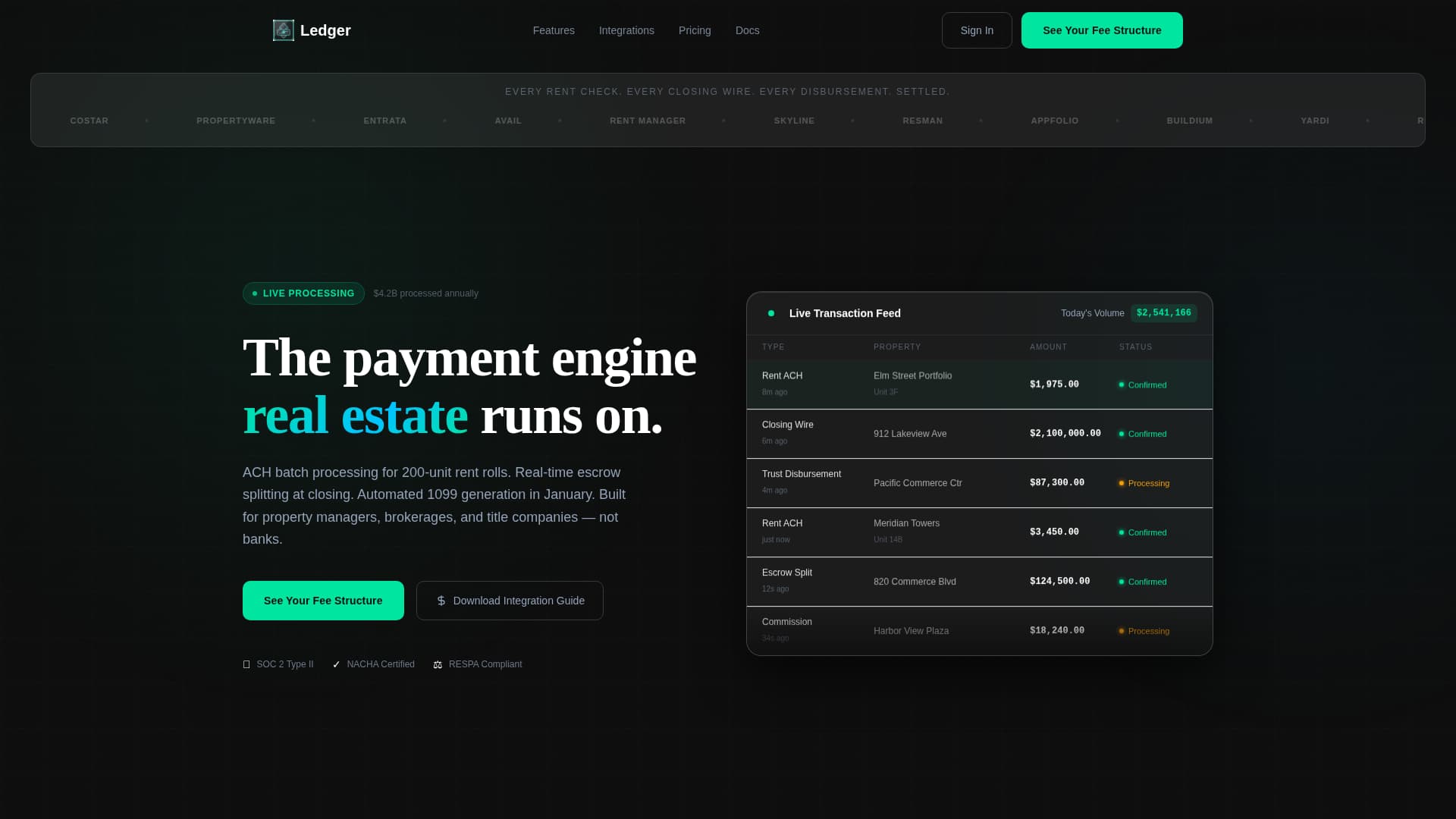 Ledger - Powerful Real Estate Payment Landing Page Template