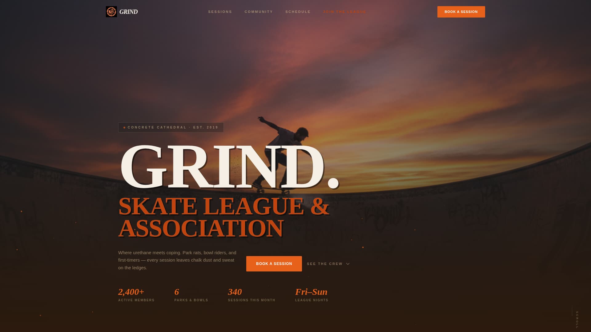 Grind - Immersive Skateboarding Landing Page Template