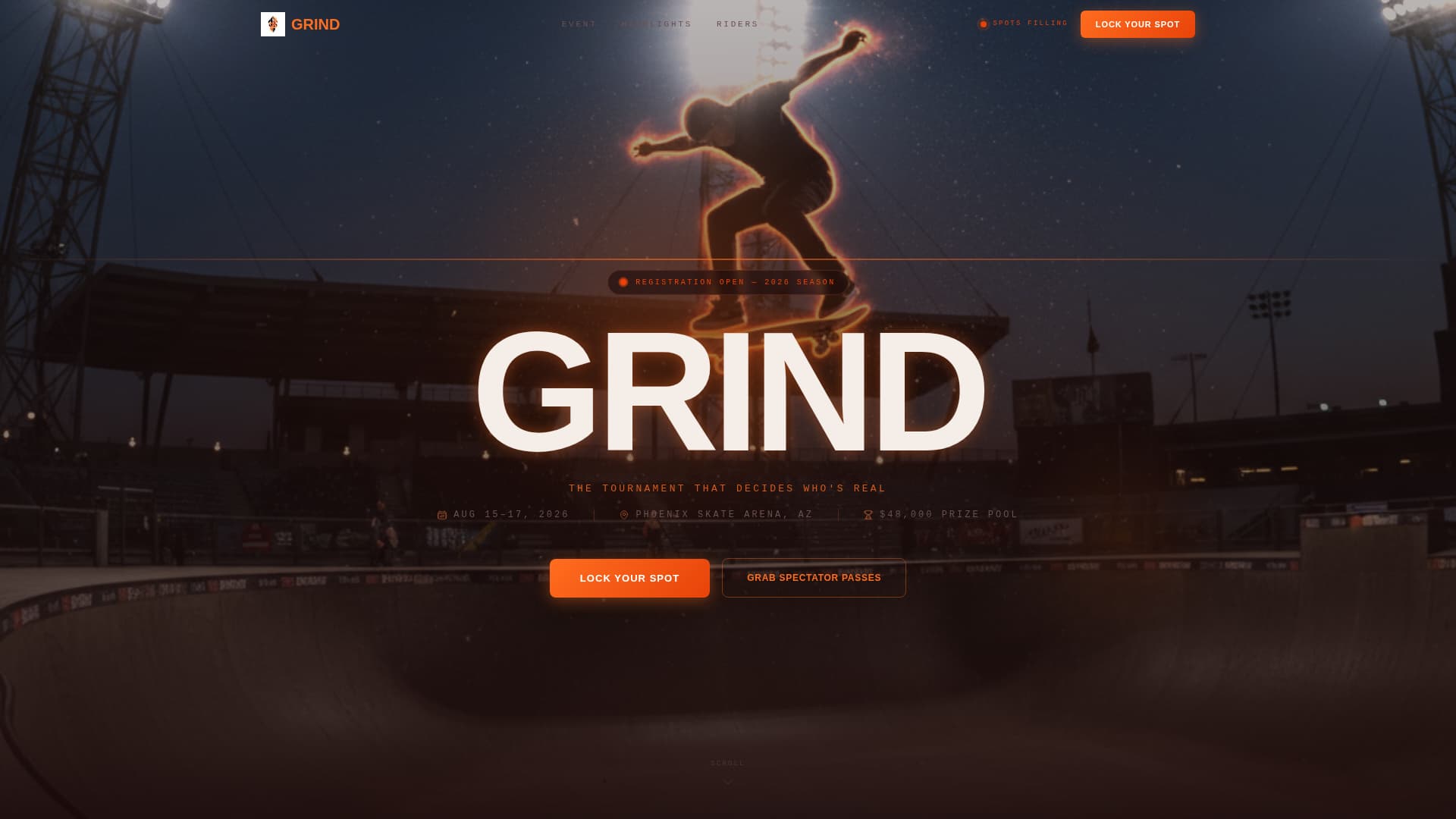 Kickflip — Adrenaline Action Skateboarding Landing Page Template