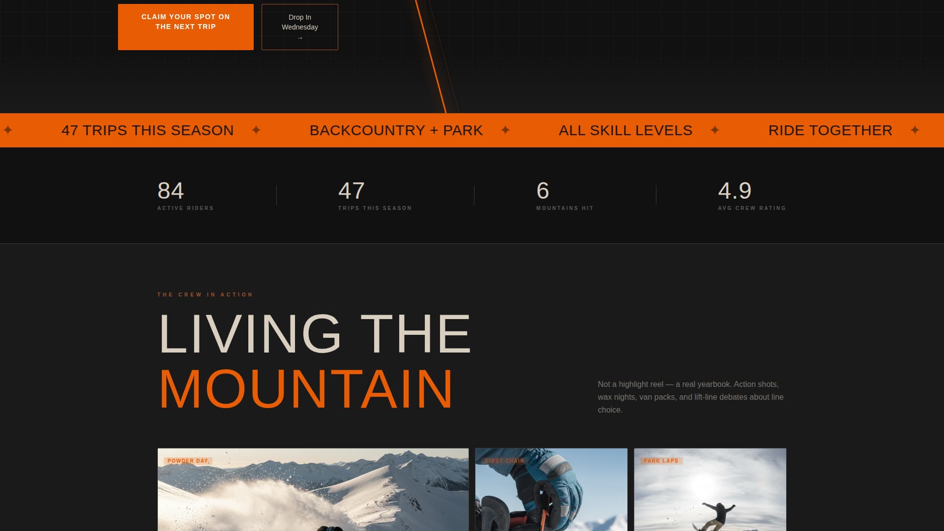 Shred - Raw Snowboarding Landing Page Template