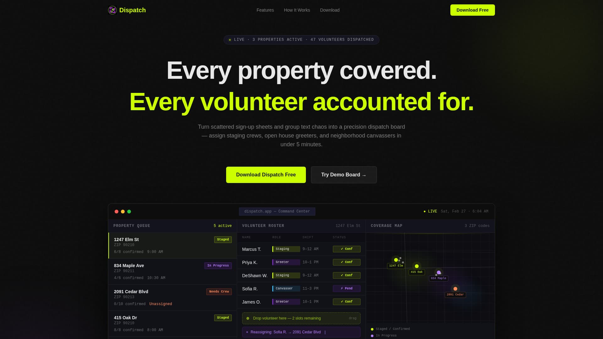 Dispatch - Powerful Volunteermanagement Landing Page Template