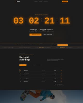 Shred - Competitive Snowboarding Landing Page Template
