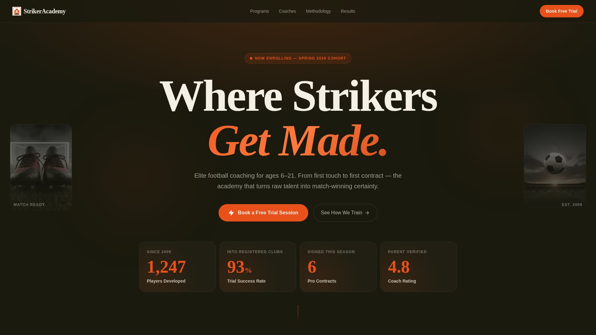 Striker - Explosive Soccer Academy Landing Page Template
