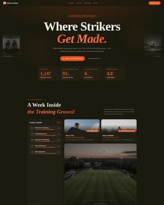 Striker - Explosive Soccer Academy Landing Page Template