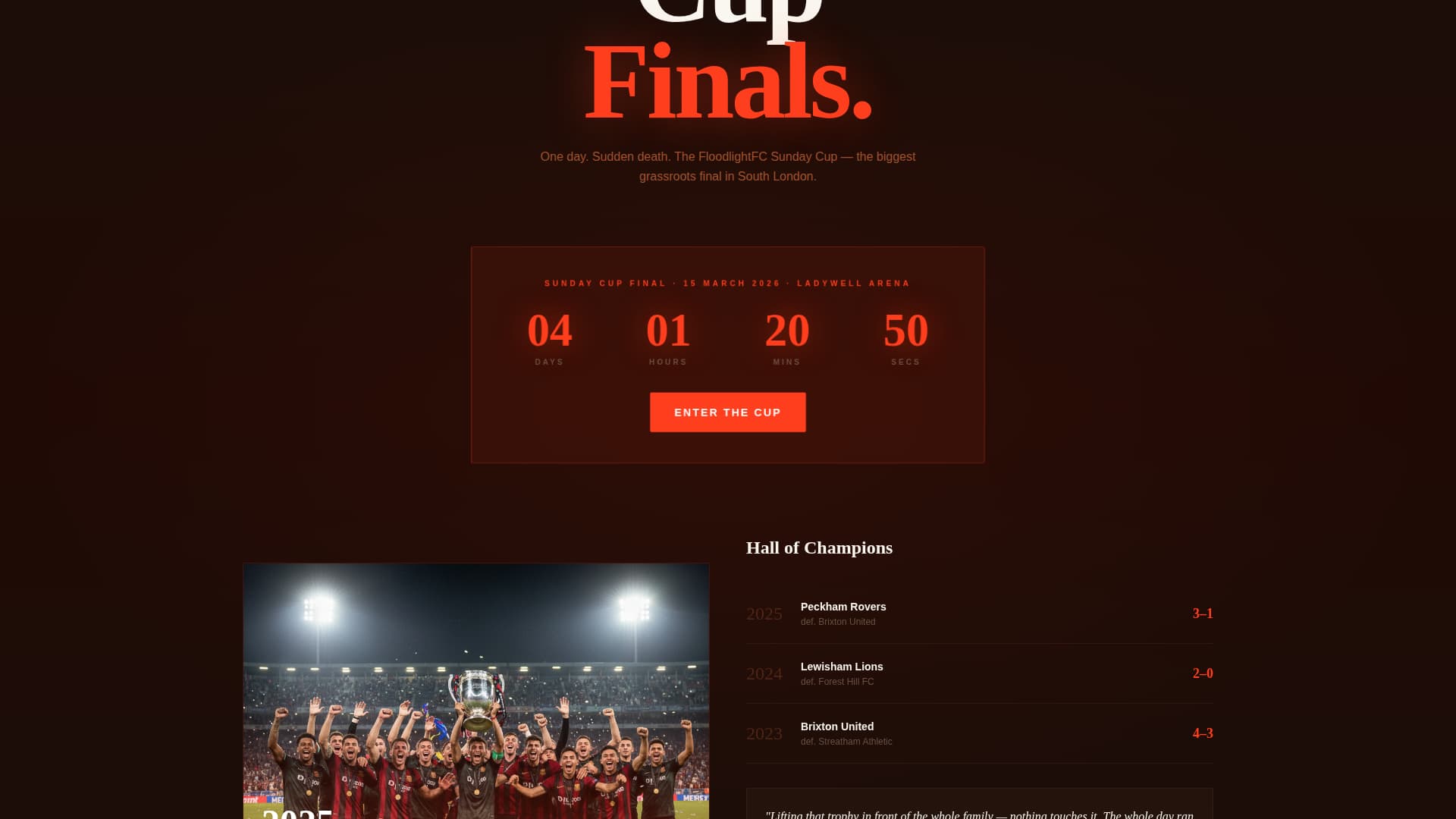 Floodlight - Electric Soccer Landing Page Template